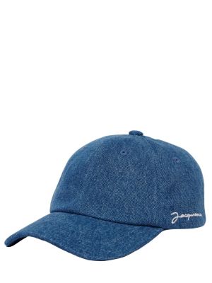 Памучна шапка Jacquemus синьо