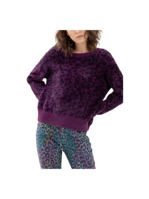 Sweter z okrągłym dekoltem Fracomina fioletowy