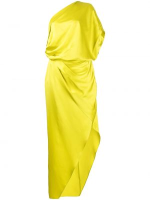 Rochie midi de mătase drapată Michelle Mason galben