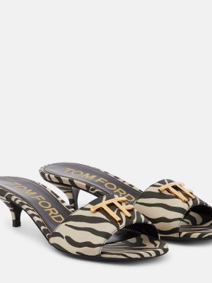 Sandále s potlačou s leopardím vzorom Tom Ford čierna