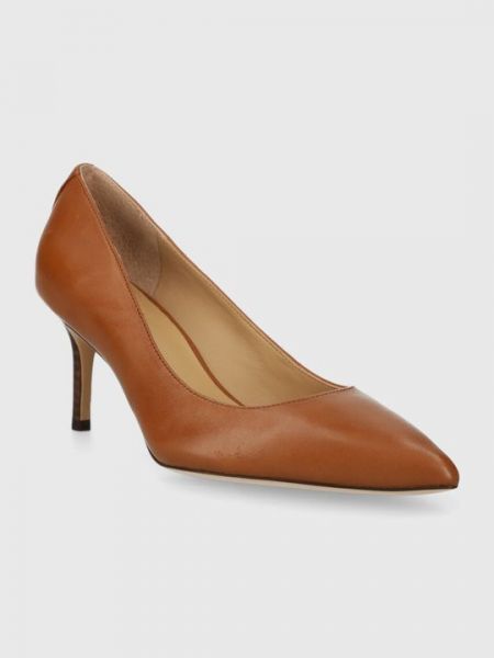 Кожаные туфли на каблуке на высоком каблуке Lauren Ralph Lauren коричневые