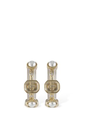 Spalvų gradiento rašto auskarai su perlais Casablanca auksinė