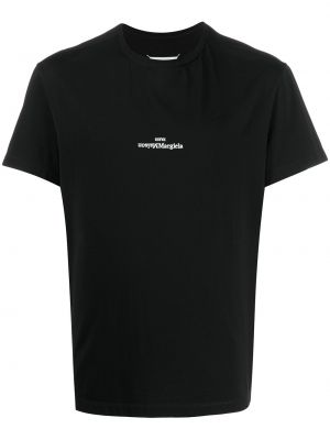 Pérové tričko s okrúhlym výstrihom Maison Margiela čierna
