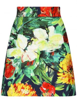 Květinové mini sukně s potiskem Dolce & Gabbana zelené