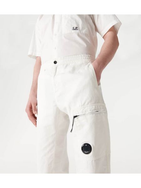 Lniane proste spodnie bawełniane C.p. Company białe