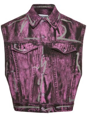 Mustriline puuvillased vest Moschino roosa