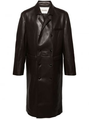 Kožený kabát Nanushka hnědý