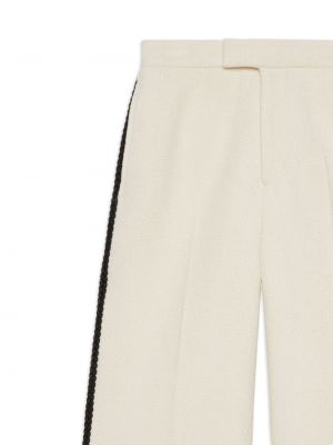 Spodnie wełniane relaxed fit tweedowe Gucci białe