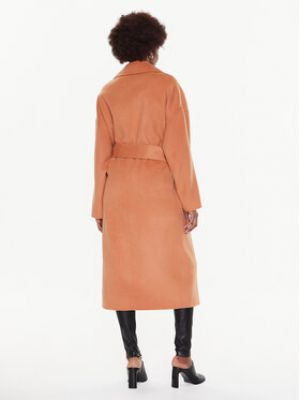 Бежевое шерстяное пальто оверсайз Calvin Klein