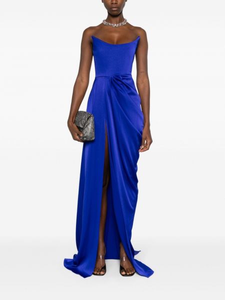 Sukienka wieczorowa drapowana z krepy Alex Perry niebieska