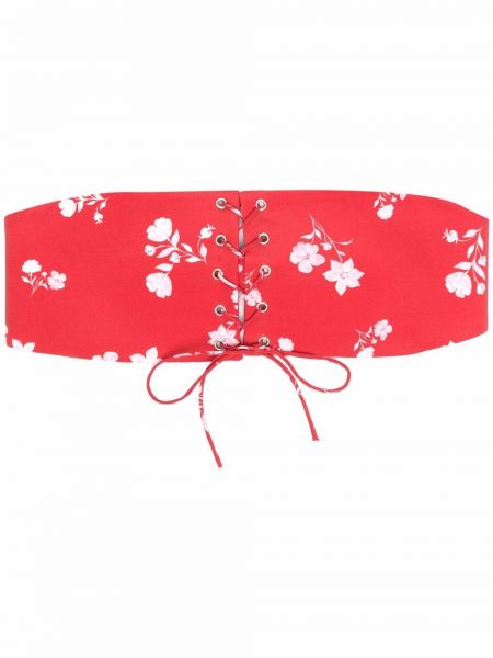 Cinturón de seda de flores con estampado Roses & Lace rojo