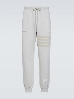 Pantaloni sport din bumbac Thom Browne alb