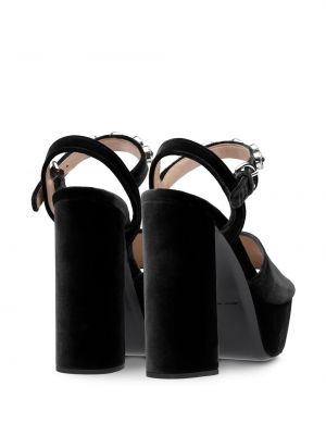 Křišťálové sandály Miu Miu černé