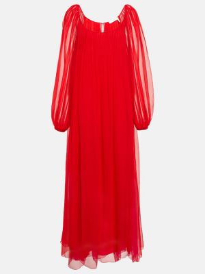 Plisované hodvábne dlouhé šaty Chloã© červená