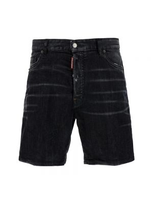 Szorty jeansowe z wysoką talią Dsquared2 czarne