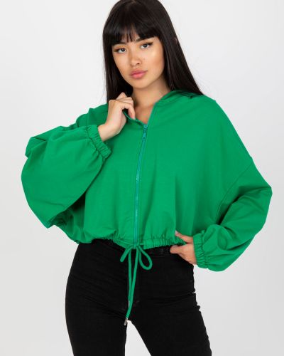 Φούτερ με κουκούλα με φερμουάρ Fashionhunters πράσινο