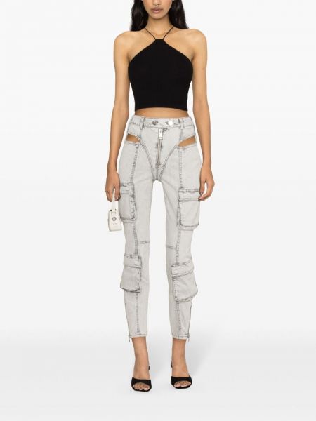 Skinny džíny s vysokým pasem Elisabetta Franchi šedé