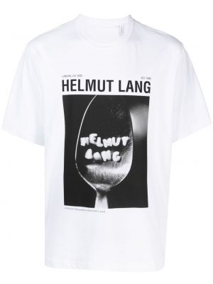 Bavlněné tričko s potiskem Helmut Lang bílé