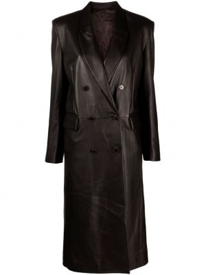 Hnědý kožený kabát Salvatore Santoro