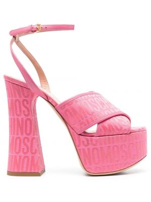 Plateau sandale mit print Moschino pink