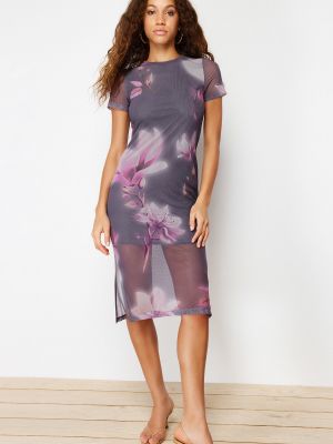 Pletena midi haljina s cvjetnim printom s printom Trendyol