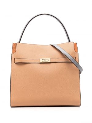 Lær shoppingbag Tory Burch oransje