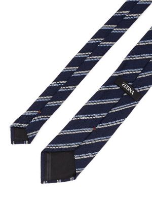 Шерстяной галстук в полоску Zegna синий