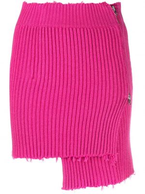 Asymmetrisk kort kjol i stickad Mm6 Maison Margiela rosa