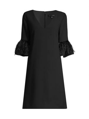 Платье с перьями Aidan Mattox черное