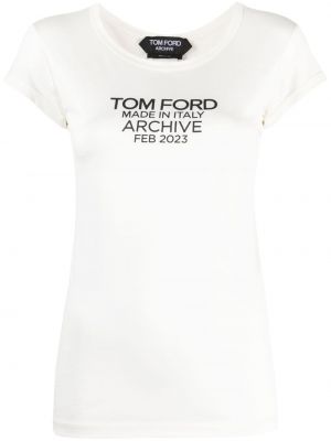 Raštuotas šilkinis marškinėliai Tom Ford balta