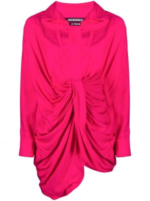 Rochie tip cămașă drapată Jacquemus roz