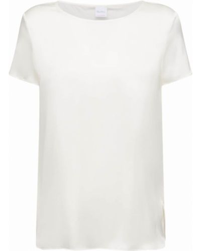 T-shirt di raso di seta Max Mara bianco