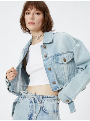Bavlnená priliehavá džínsová bunda na gombíky Koton
