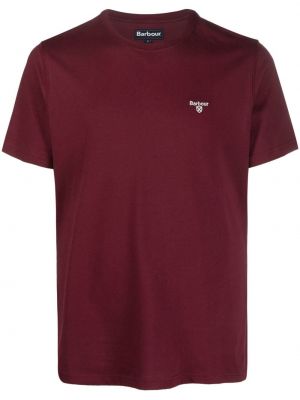 Bavlnené tričko s výšivkou Barbour červená