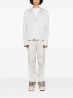 Vlněné rovné kalhoty Lanvin šedé