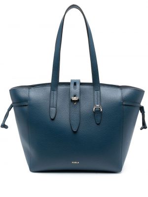 Oversize leder shopper handtasche Furla blau