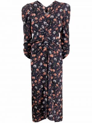 Midi haljina s cvjetnim printom s printom Isabel Marant plava