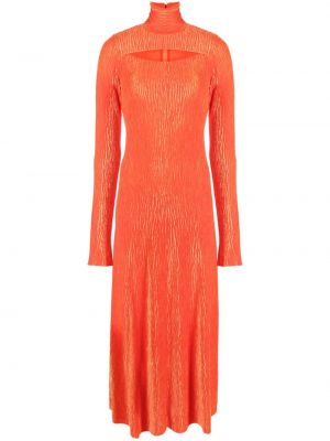 Aksamitna sukienka midi Forte Forte pomarańczowa