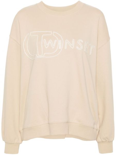 Sweatshirt mit stickerei aus baumwoll Twinset beige