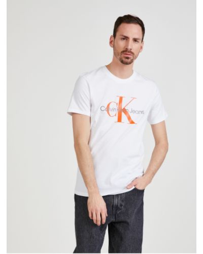 Tričko s potlačou Calvin Klein Jeans biela