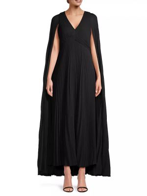 Плиссированное длинное платье Ungaro черное