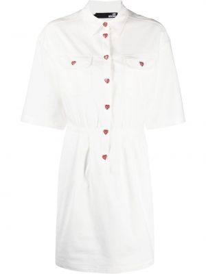 Vestido camisero con botones con corazón Love Moschino blanco