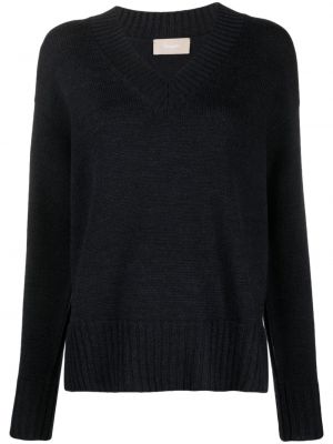 Вълнен пуловер с v-образно деколте Drumohr сиво
