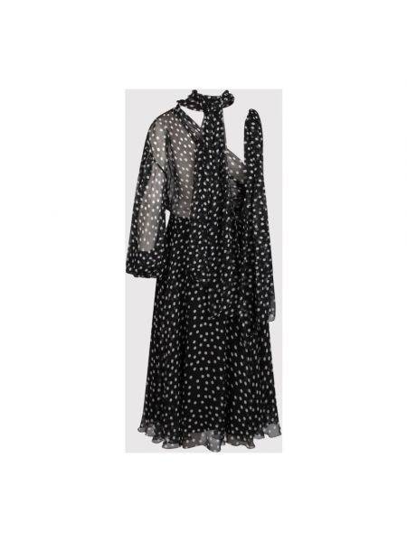 Vestido midi con lazo con lunares Dolce & Gabbana negro
