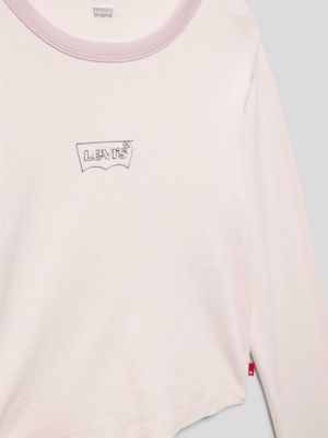 Koszulka bawełniana z długim rękawem Levi's różowa