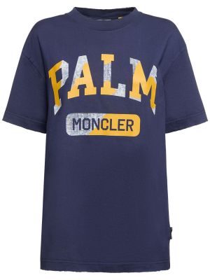 Kokvilnas t-krekls Moncler Genius zils