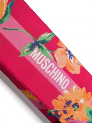 Květinový hedvábný šál s potiskem Moschino růžový