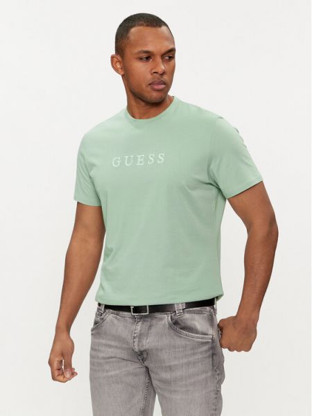 Slim fit priliehavé tričko Guess khaki