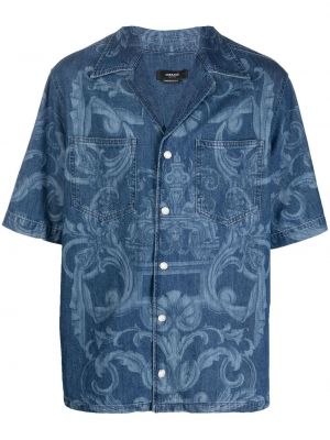 Дънкова риза с принт Versace синьо