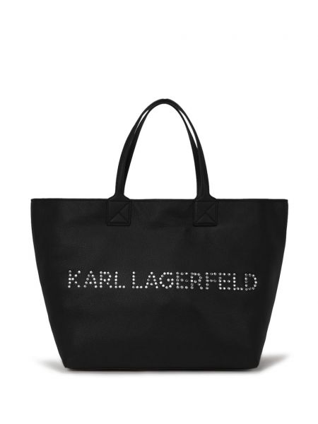 Leder shopper handtasche Karl Lagerfeld schwarz